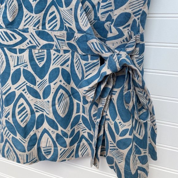 Great Plains UK Linen Blend Print Wrap Top | Size Medium - Picture 3 of 6